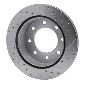 Chevrolet Silverado 1500 Brake Rotor (1) - Rear Left - R1 Concepts - Drilled & Slotted - Silver - `03-`05